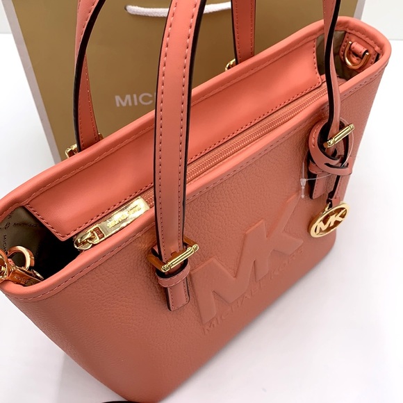 MICHAEL KORS XSMALL CARRYALL CONVERTIBLE TOP ZIP TOTE SHERBERT COLOR - Picture 8 of 16